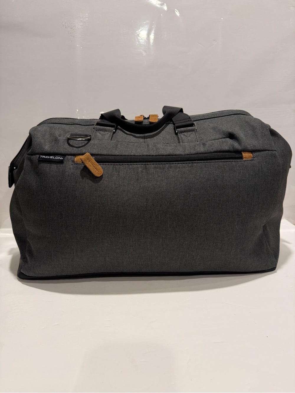 Travelon Charcoal Duffel Bag with Tan Accents